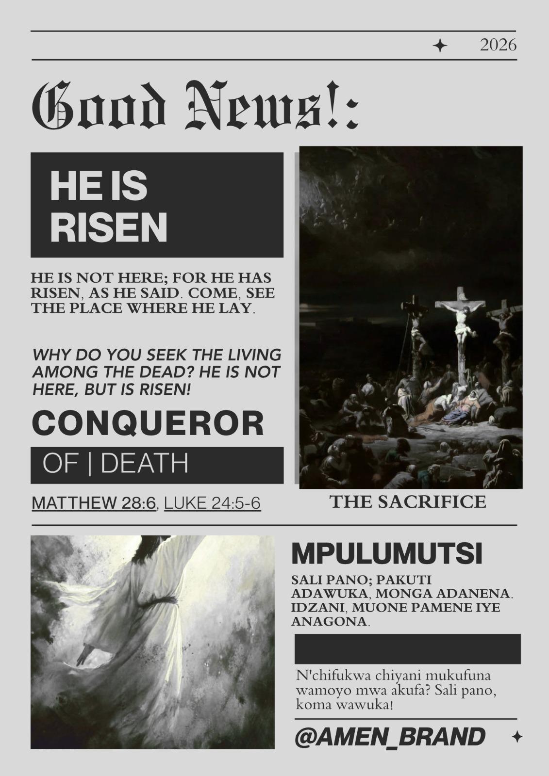 Good News — He Is Risen — Matthew 28:6